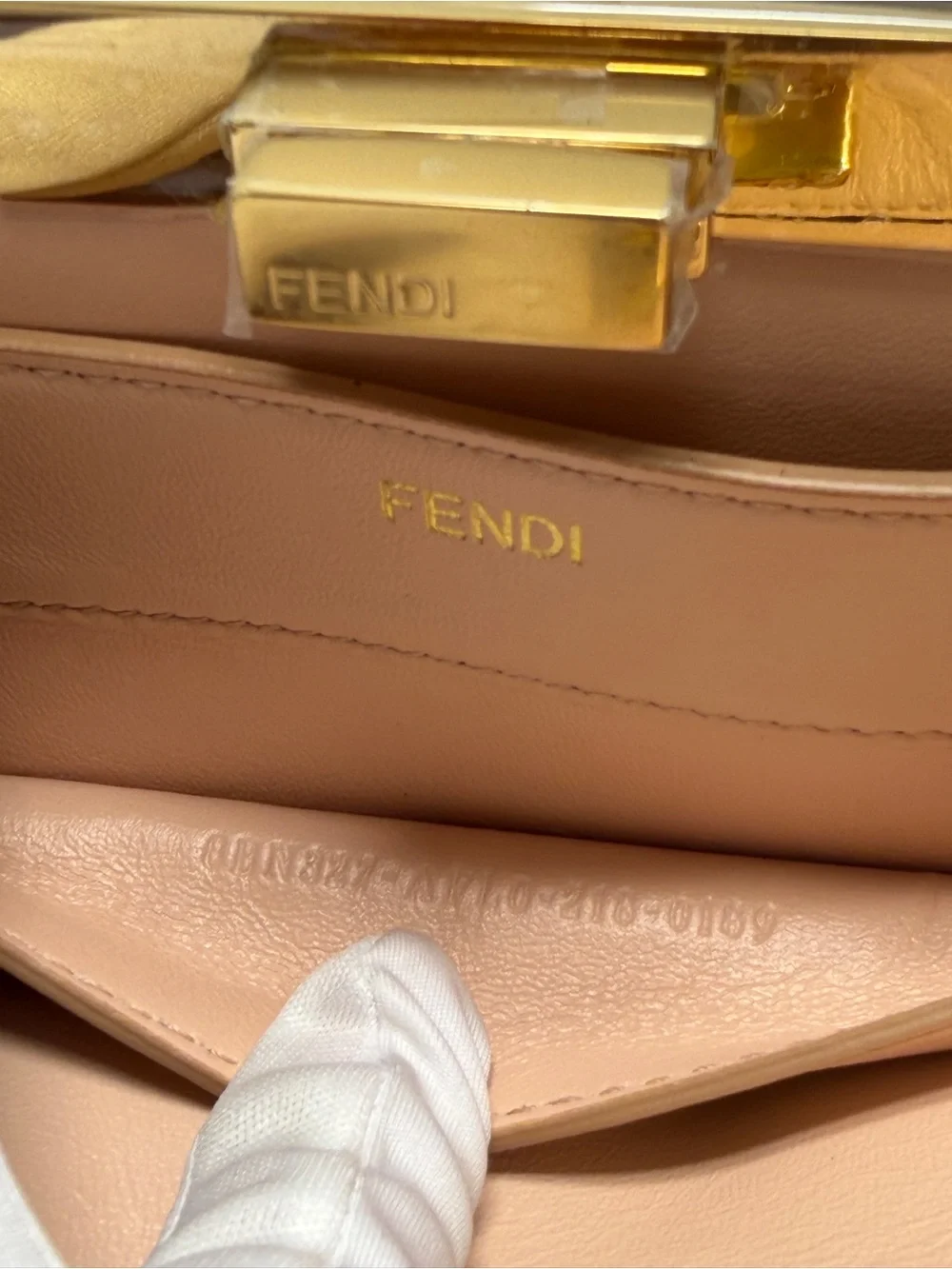 Fendi White Leather Top-Handle Satchel with Gold Hardware